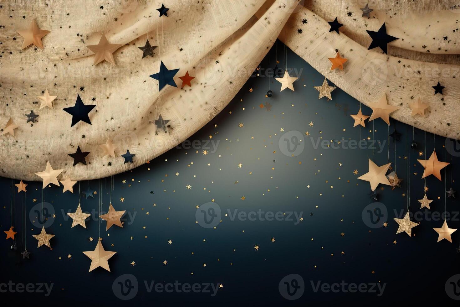 Background with small and tiny stars on gray gradient background. photo
