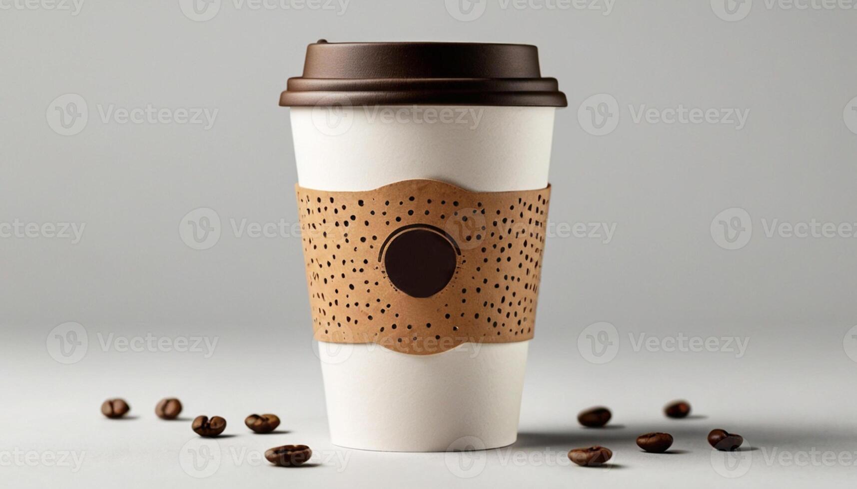 Paper craft coffee cup with coffee on white background. Takeaway coffee or takeaway tea or food delivery concept. photo