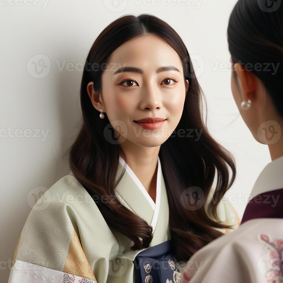 A Photo of Face Closeup Beautiful Mixed Portrait Young Korean Stylish Woman