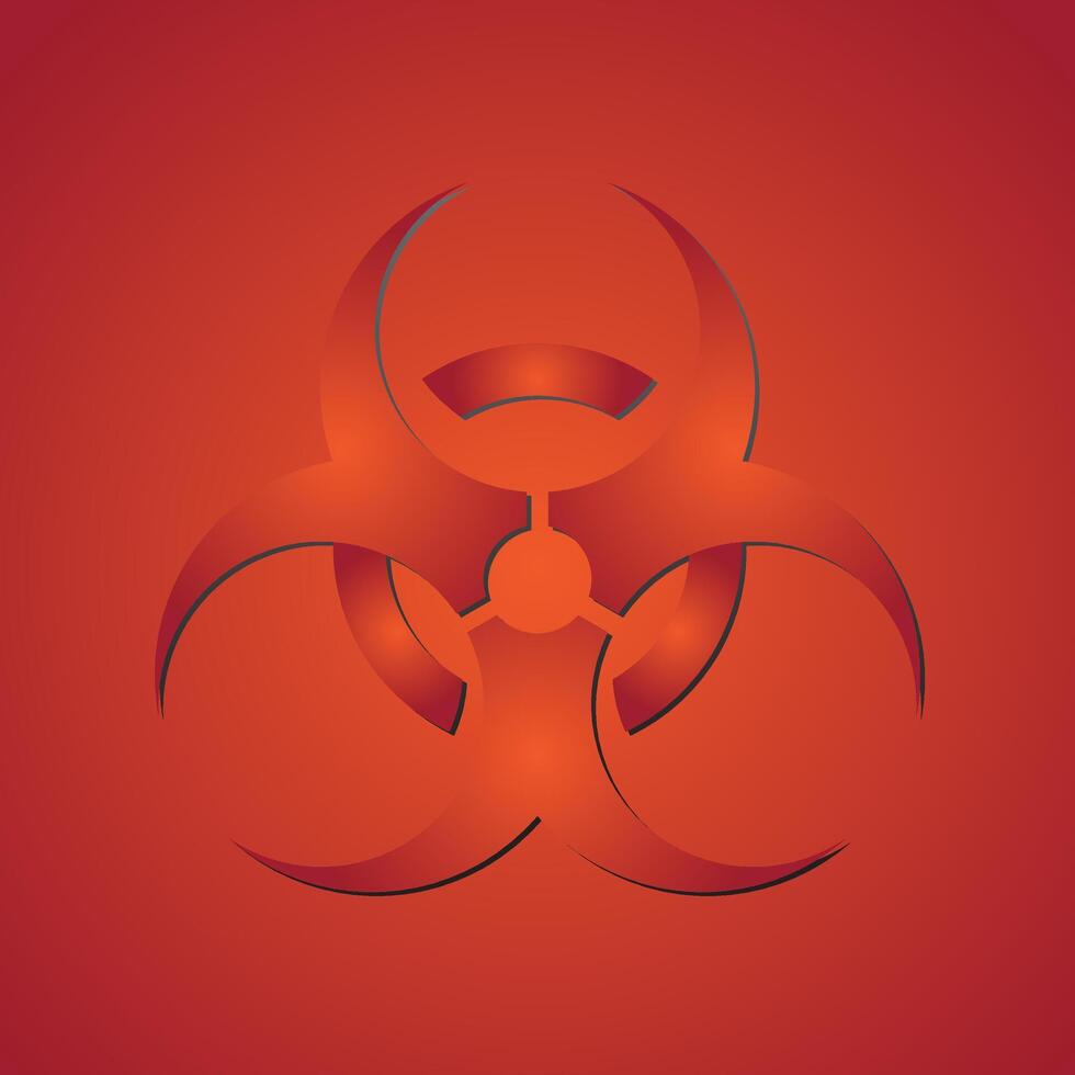 biohazard red symbol label illustration. warning sign of virus, biohazard icon illustration vector