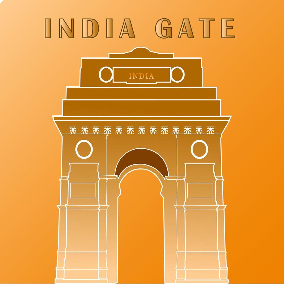 INDIA GATE detailed silhouette illustration vector