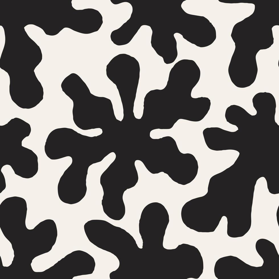 Black and White Fluid Shapes Seamless Pattern vector