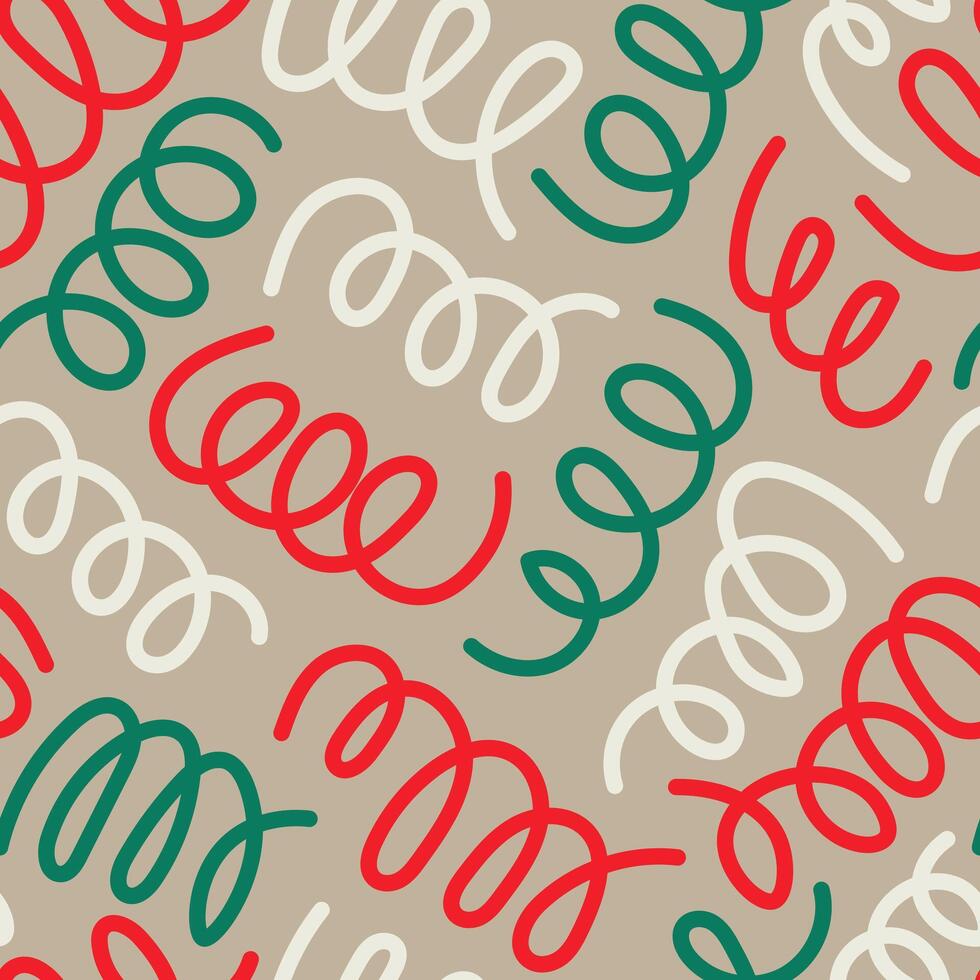 Christmas Seamless Pattern with Abstract Curls vector