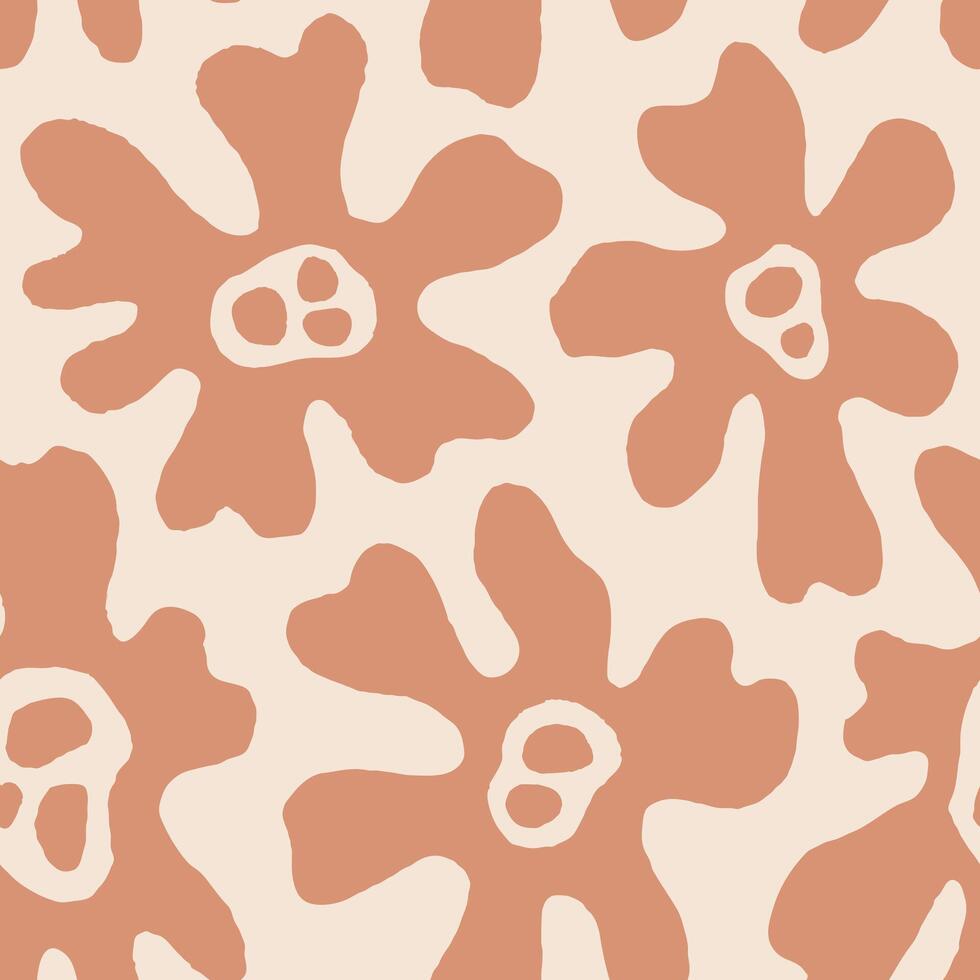 Minimal Biomorphic Flowers Seamless Pattern vector