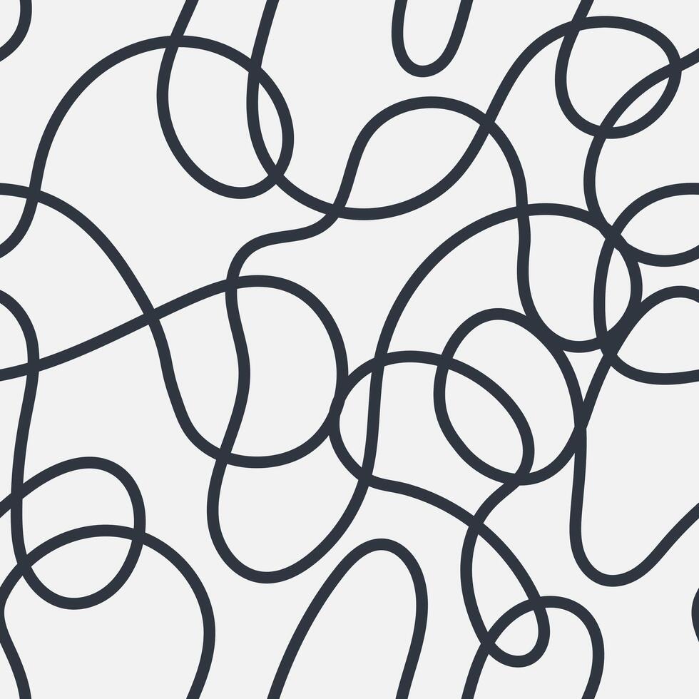 Black and White Abstract Curvy Lines Seamless Patterns vector
