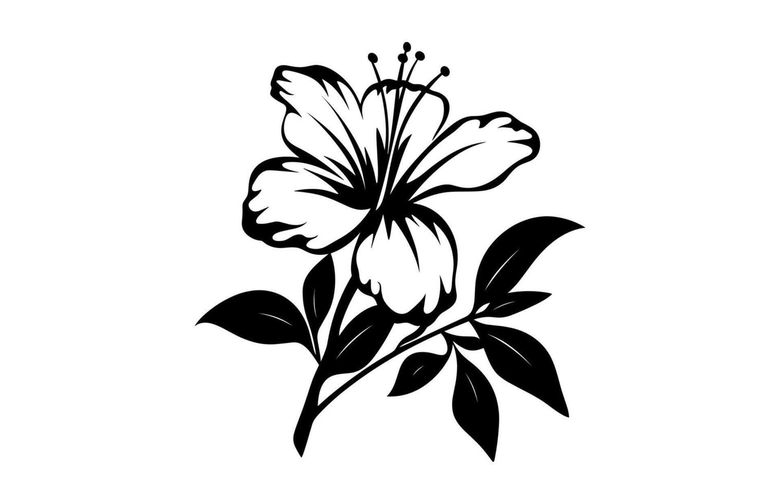 Azalea Flower Silhouette isolated on a white background vector