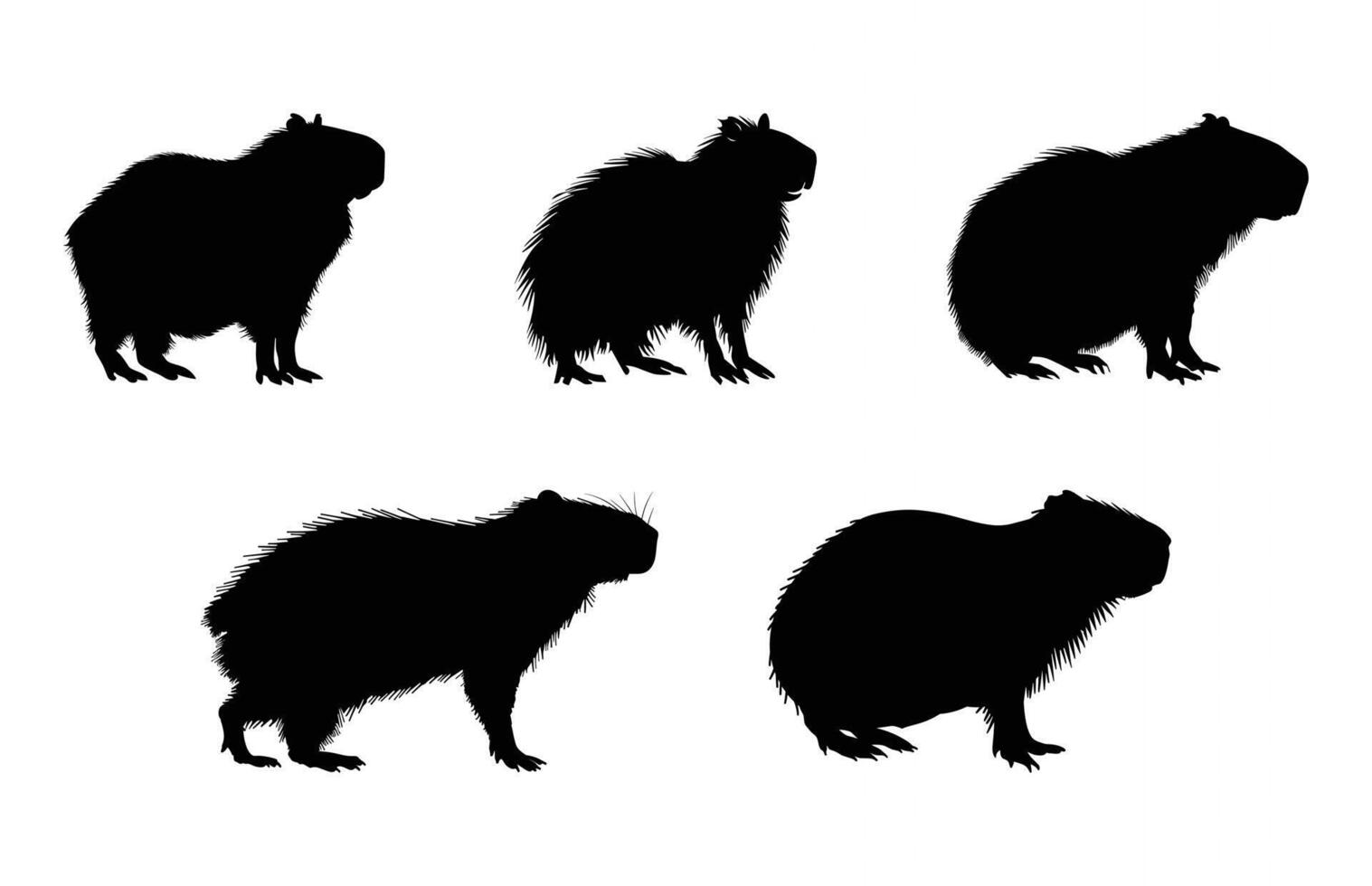 Capybara Black Silhouette Set vector