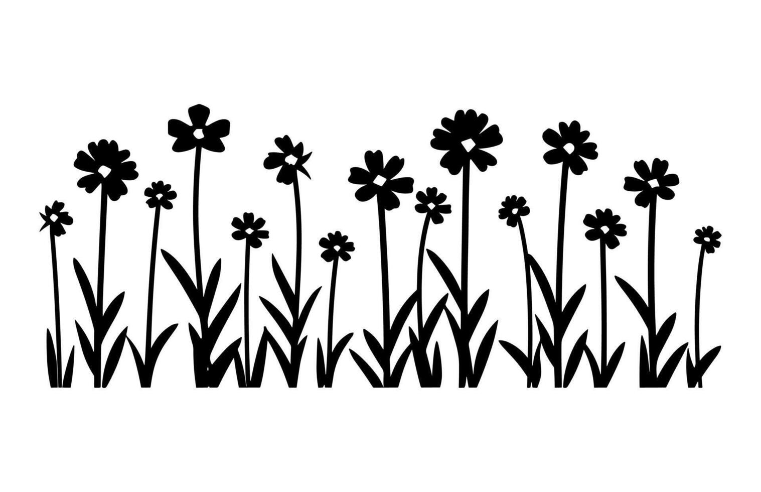 Wildflower Meadow Silhouette vector