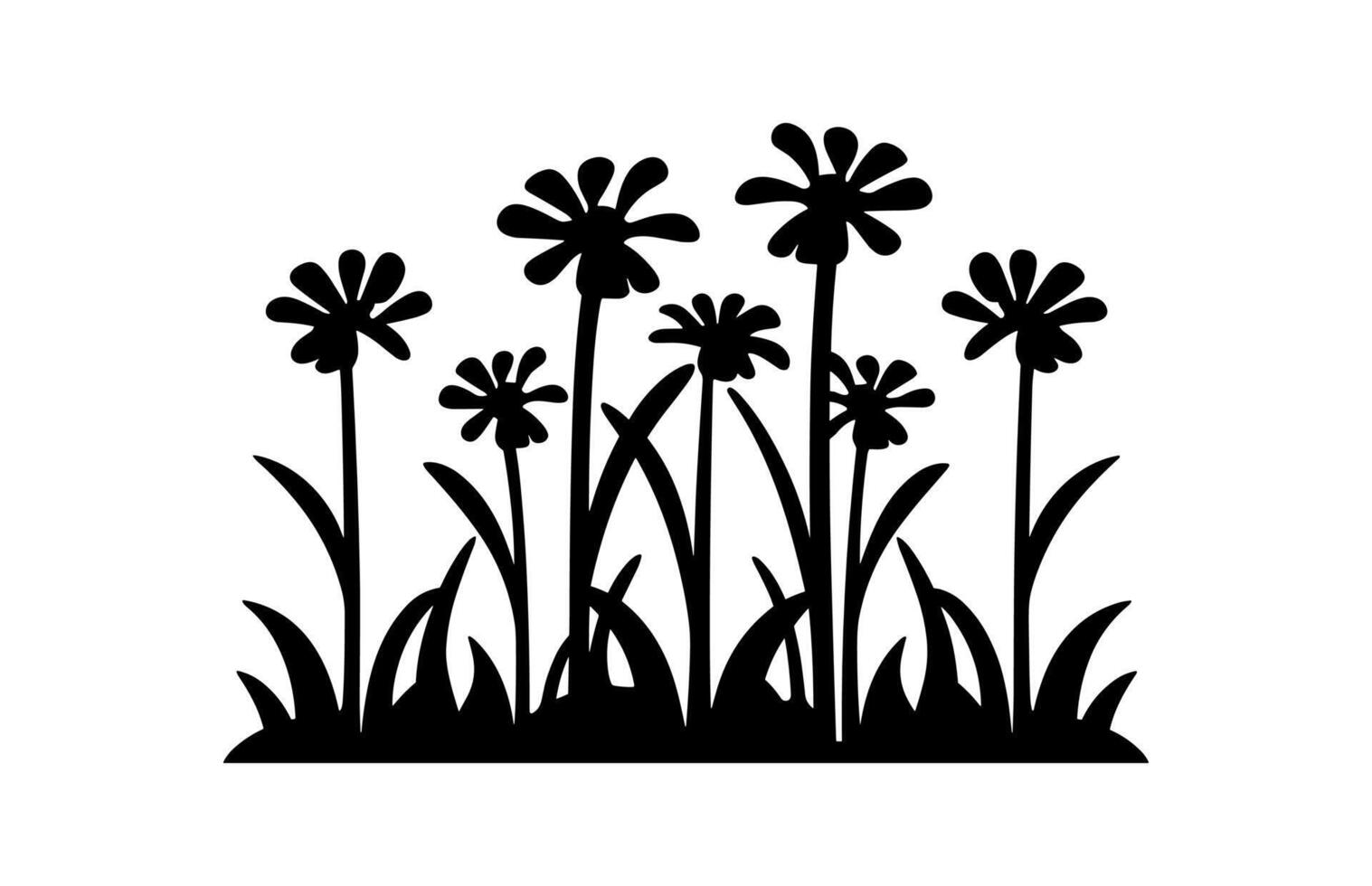 Flower Field Silhouette Clipart vector