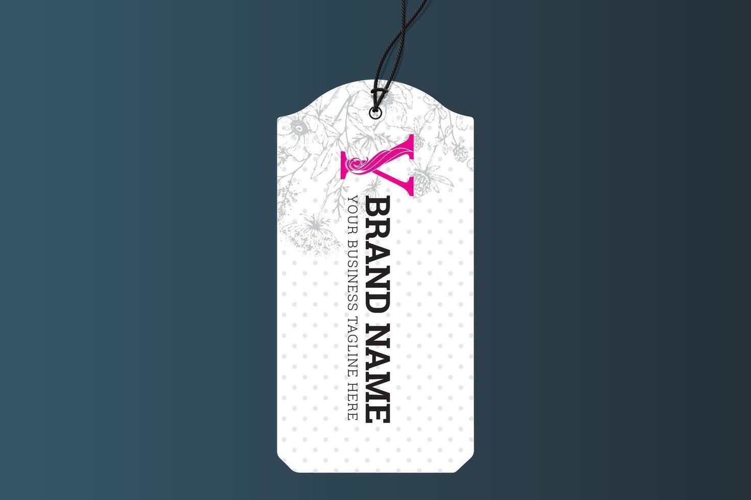 a white tag with pink lettering on it vector