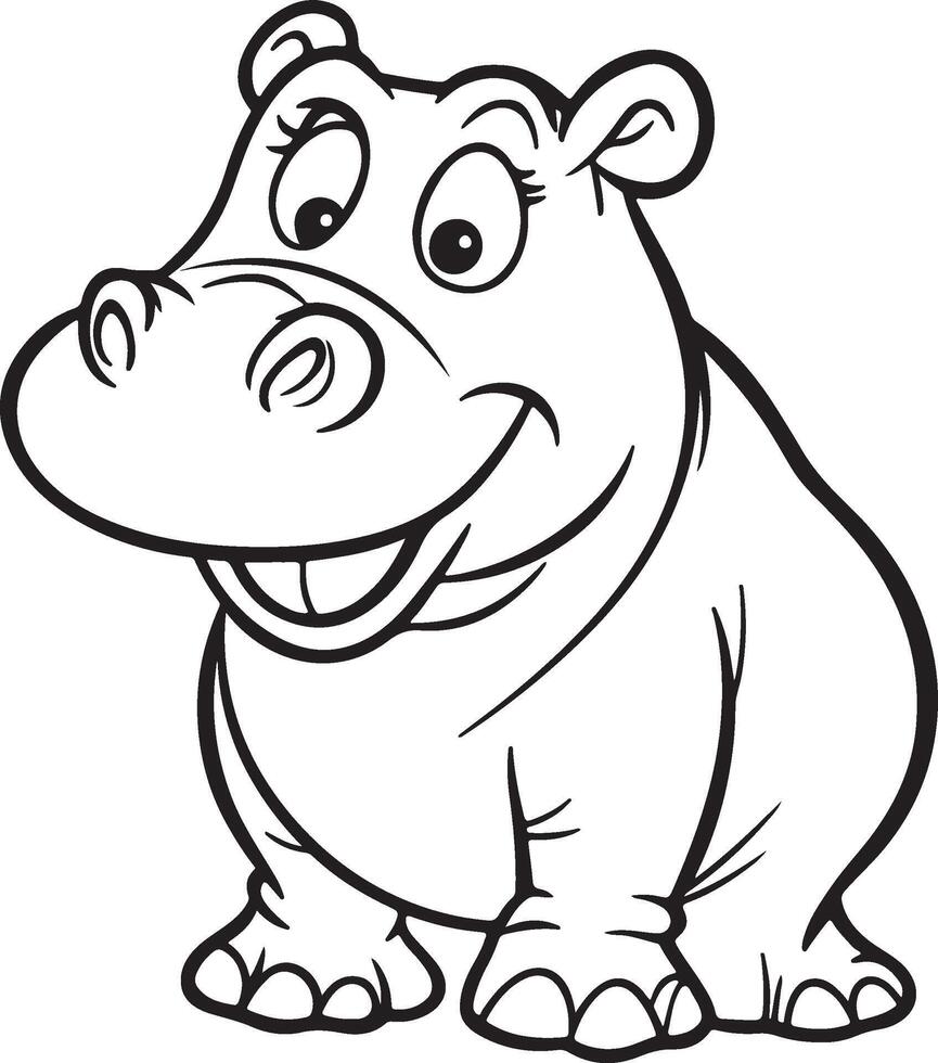hippo cartoon coloring pages vector