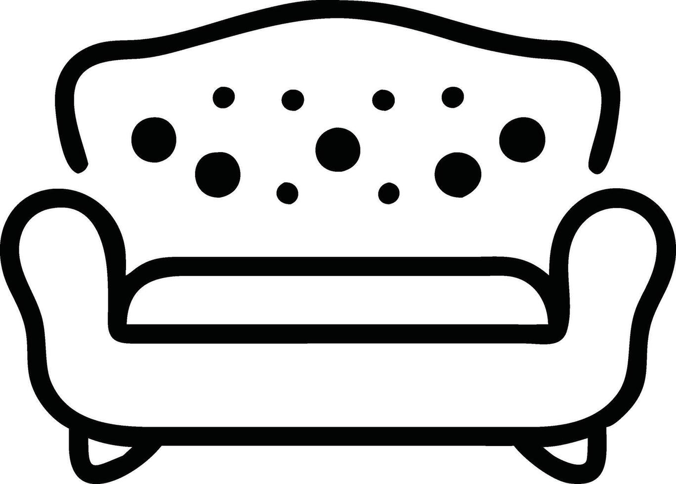 a black and white couch with polka dots vector