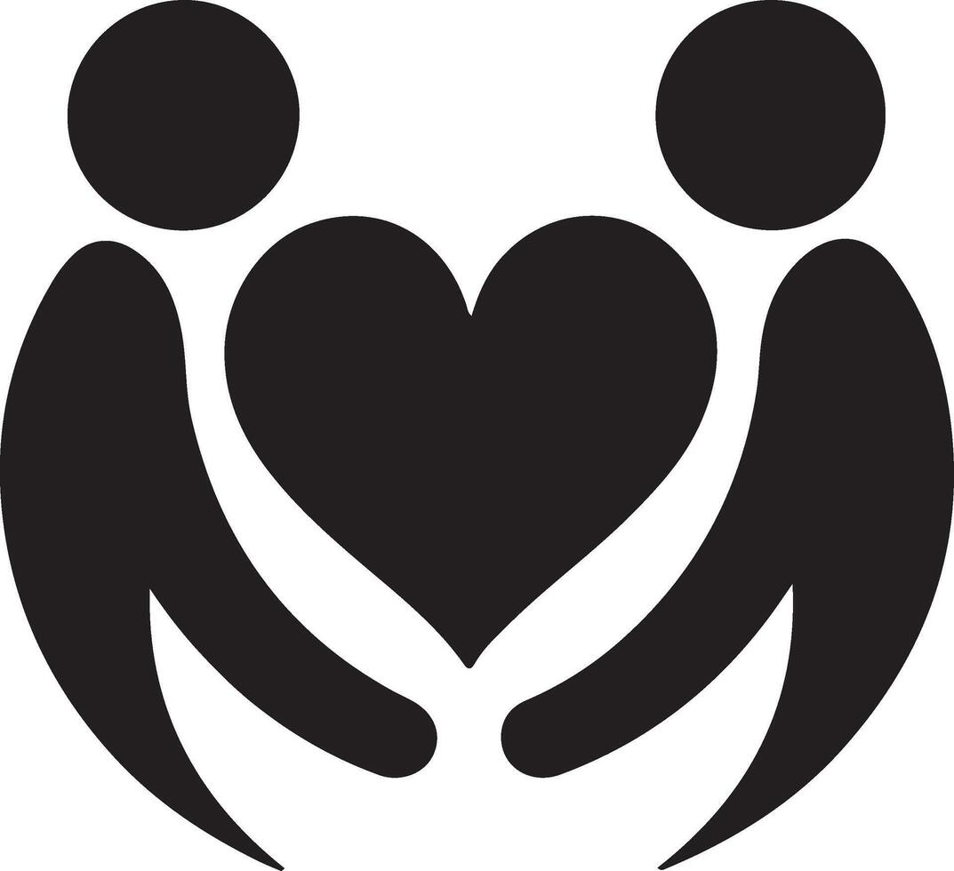 two people holding hands with a heart shape vector