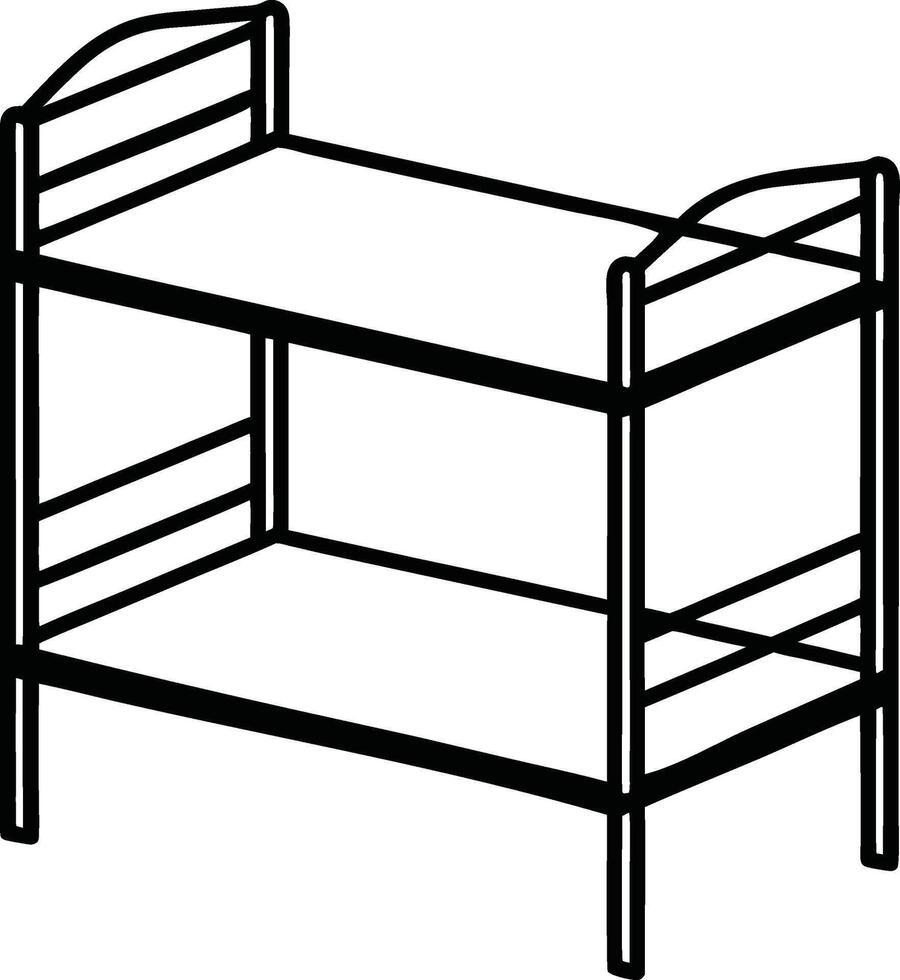 a black and white illustration of a bunk bed vector