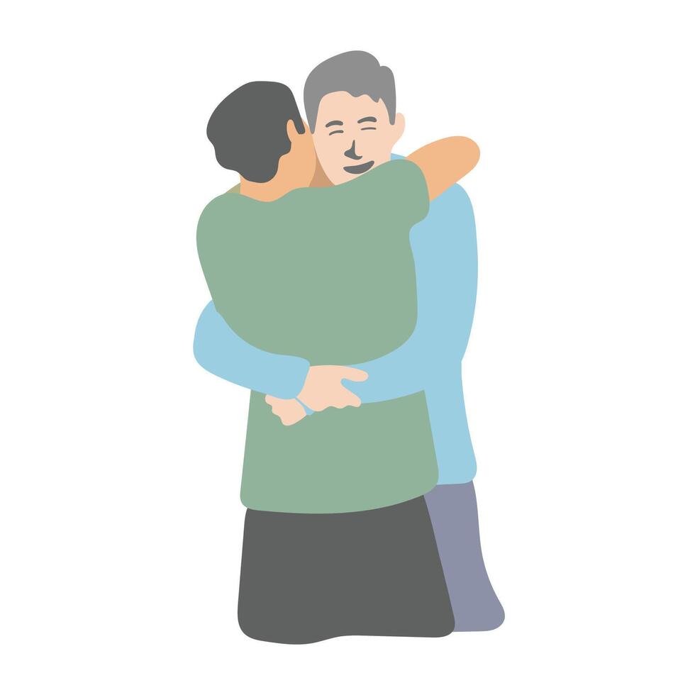 man hugging his friend with love illustration isolated on white background vector