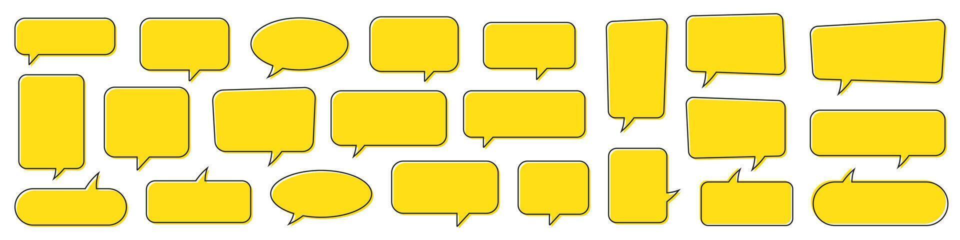 Chat bubble, yellow speech bubble, message box set. Quote ballon yellow color background. vector