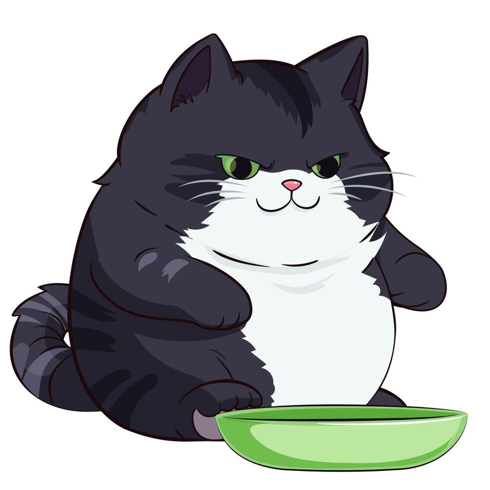 The fat cat wants food vector