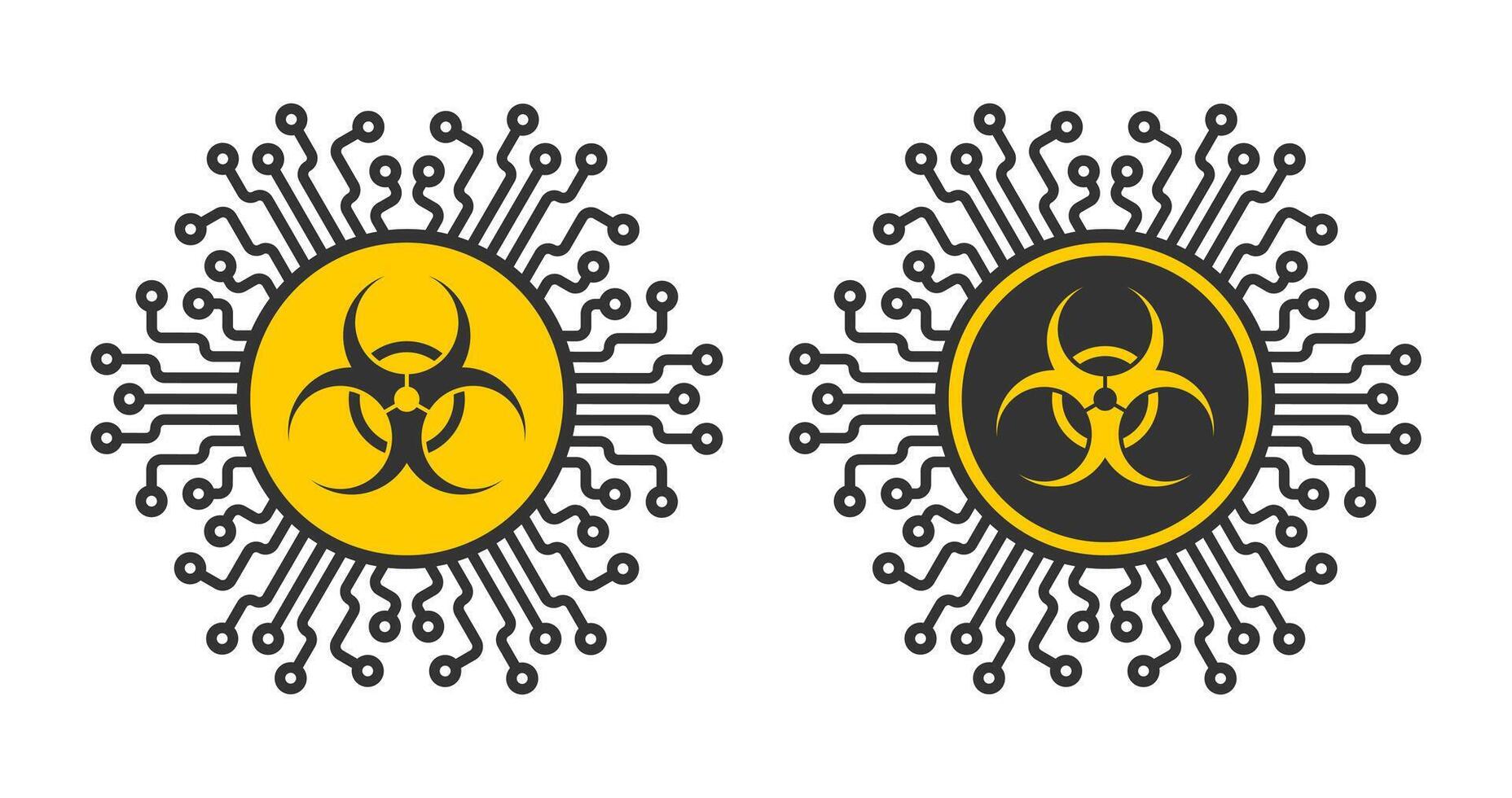 Computer virus micropchip symbol, Cyber Security Icon. Shield Security Lock ML icon, Artificial intelligence sign. illustration image. Isolated on white background. vector