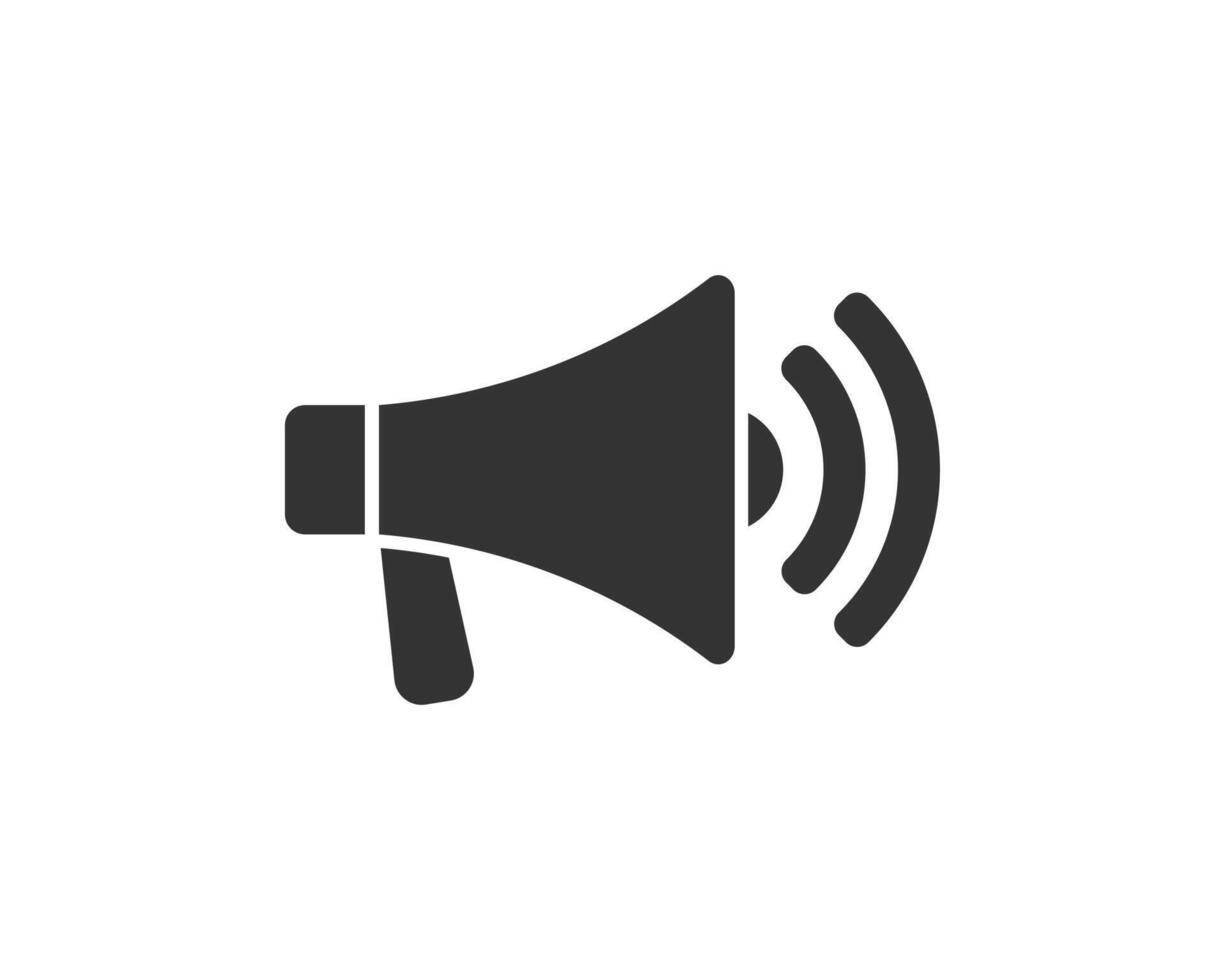 Old flat style megaphone icon shape symbol. Voice sound speech logo silhouette sign. 6 vector