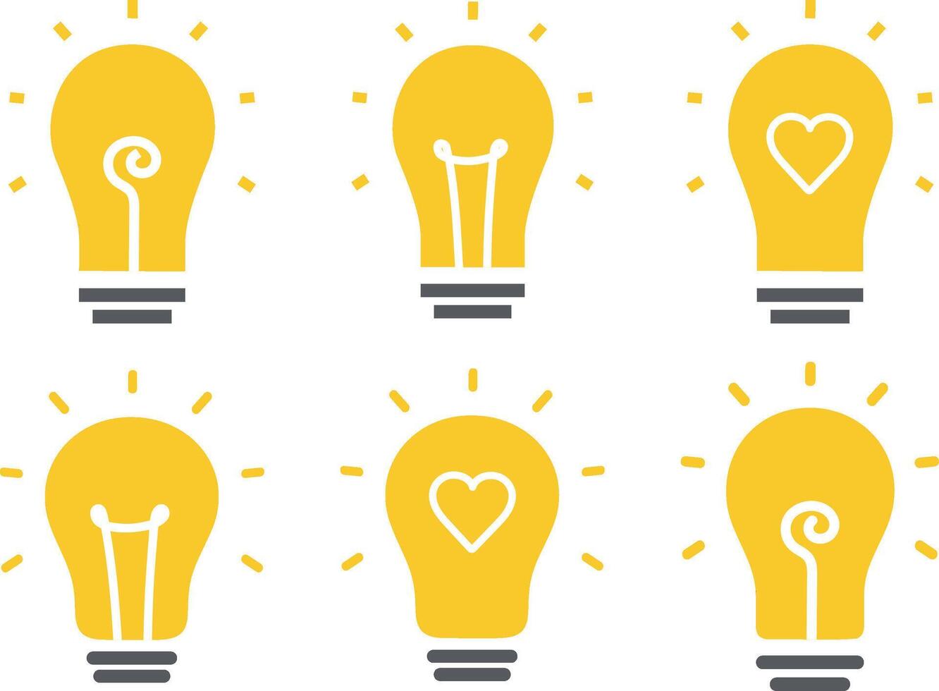 Colored set of lightbulb icon. Idea, electric lamp vector