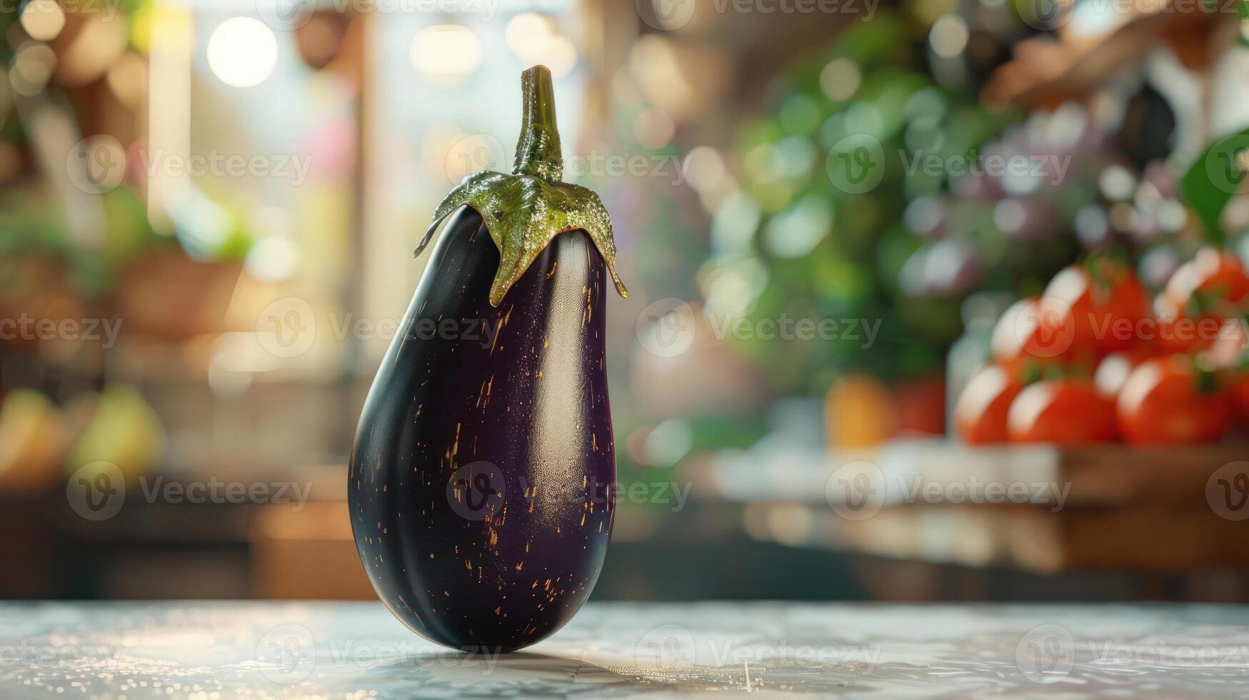 a large eggplant sitting on a table in a store photo