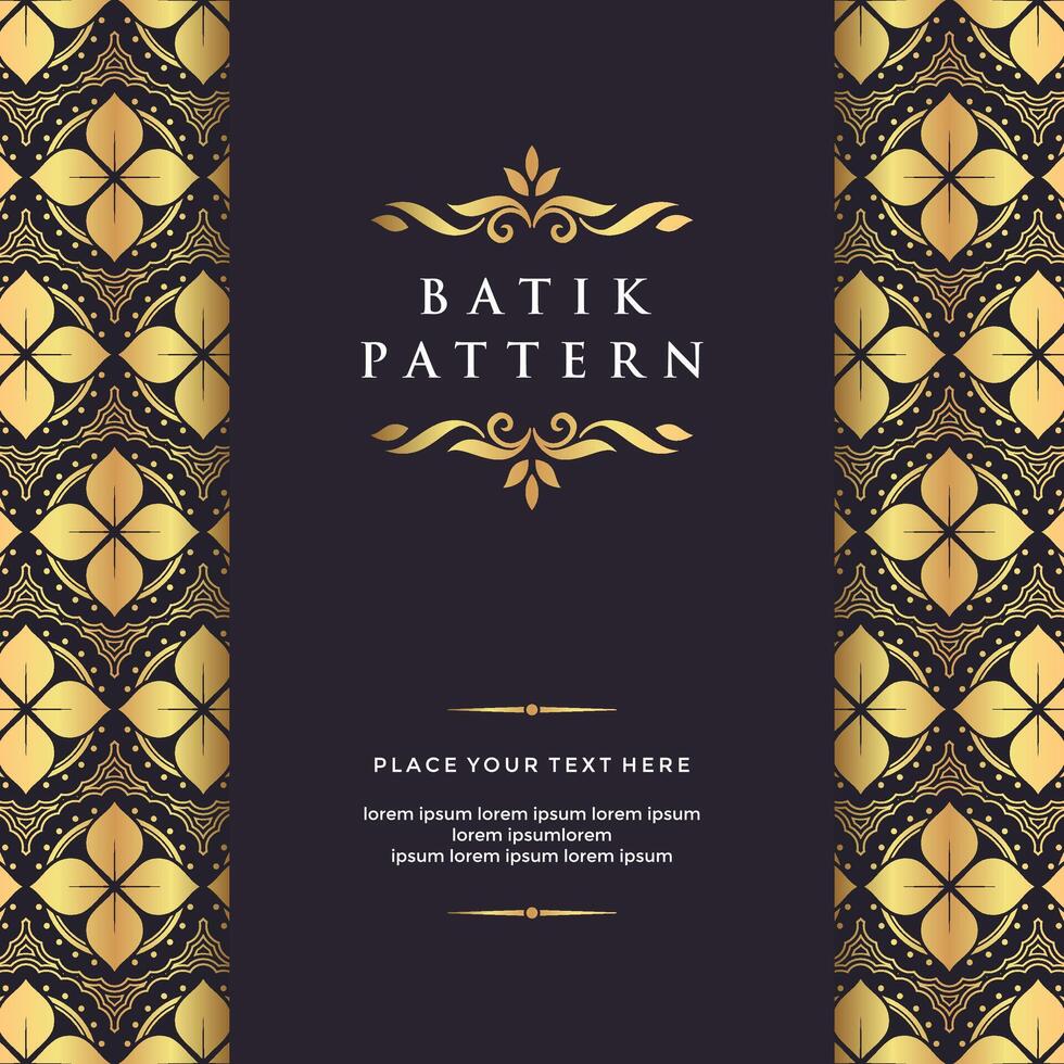 batik frame border vintage ornament invitation greeting card template vector