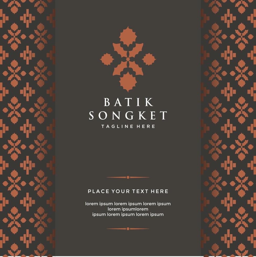 Batik songket floral Javanese Ornamental pattern elements and embellishments for frame vector