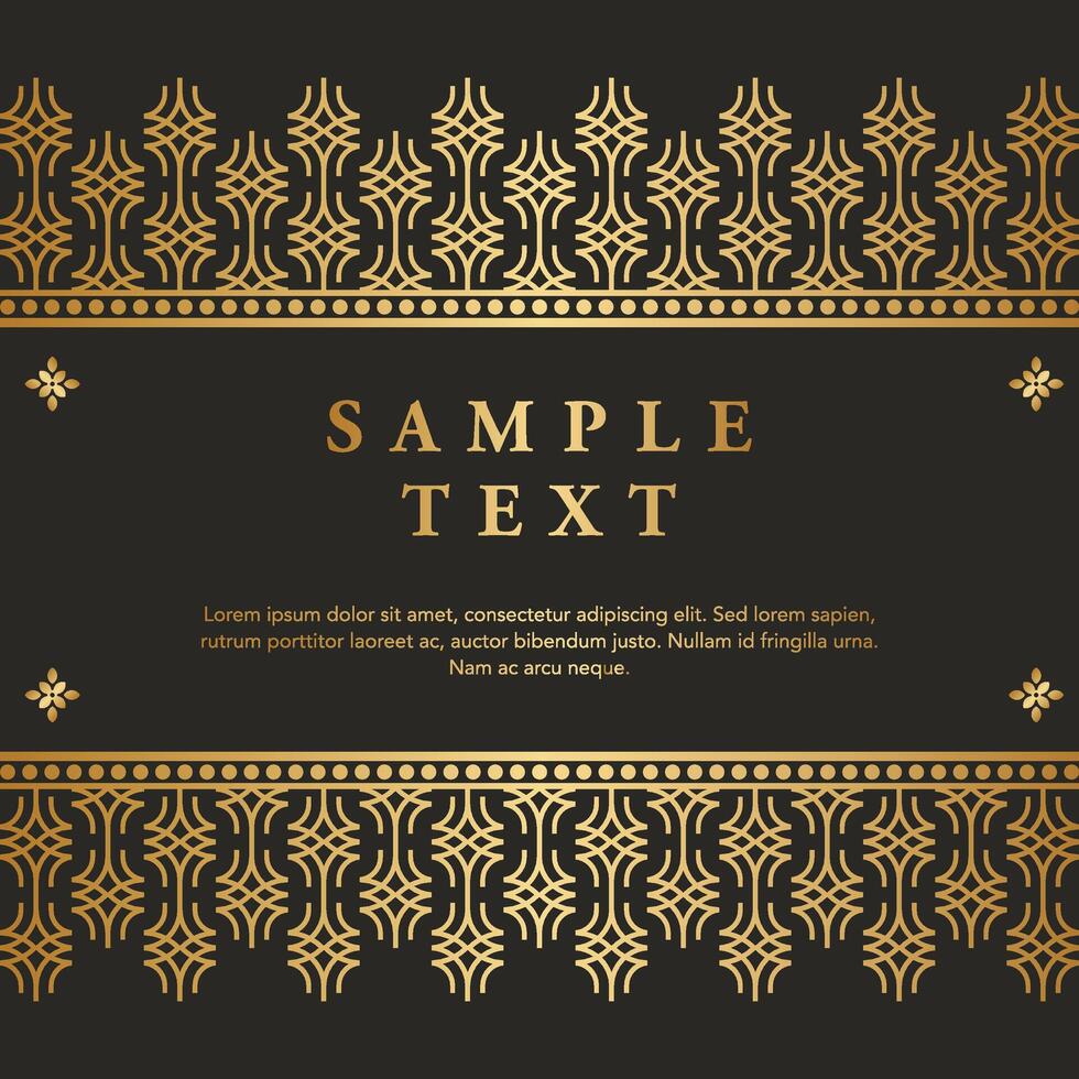 Luxury gold floral Javanese Batik pattern frame border invitation greeting card vector