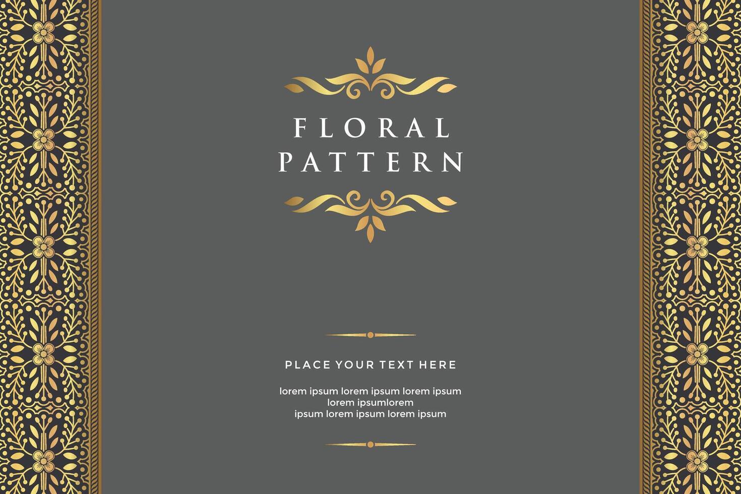 Luxury gold floral Batik pattern frame border invitation greeting card design vector