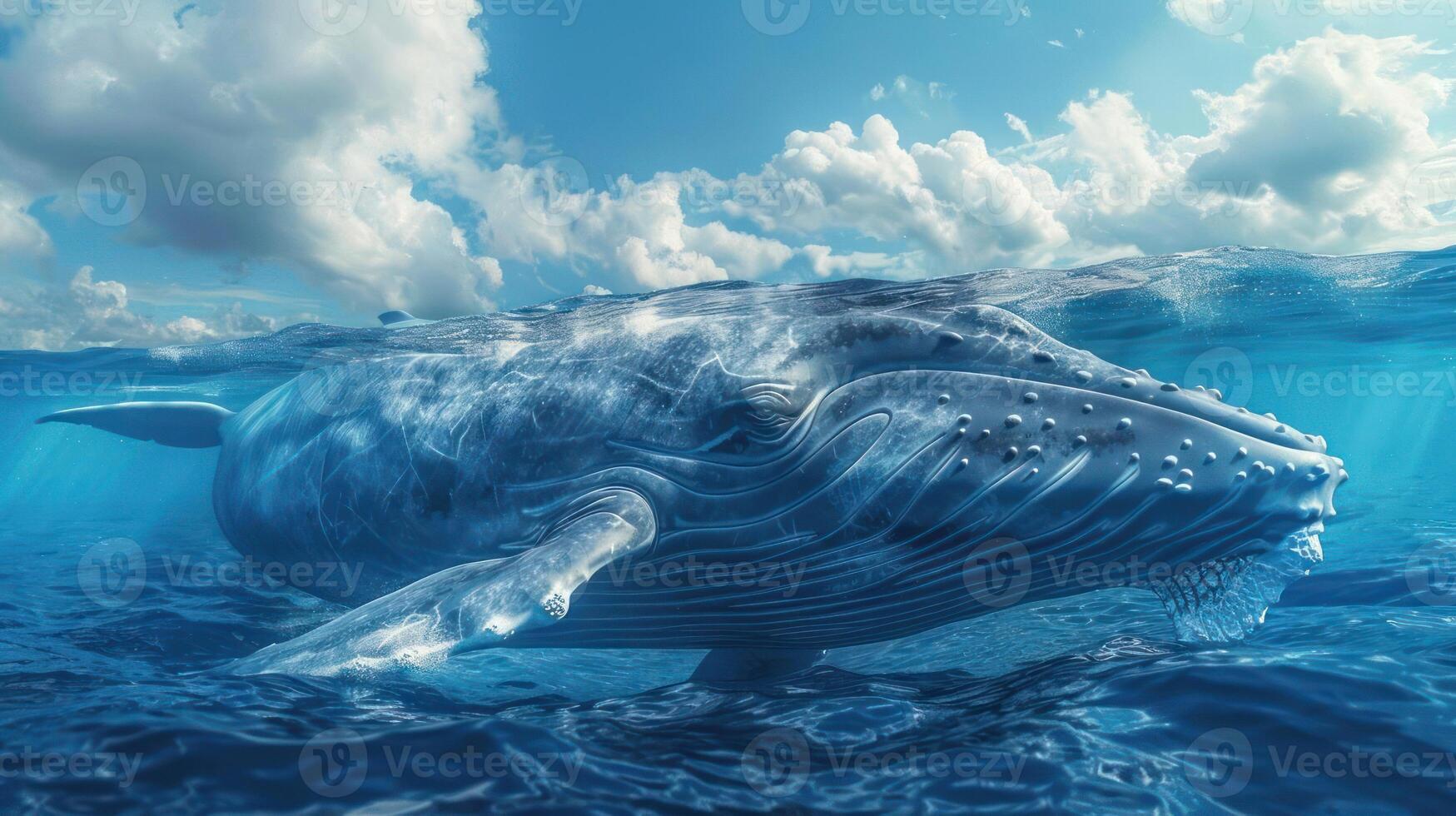 A majestic whale emerging from the depths of the ocean, photo
