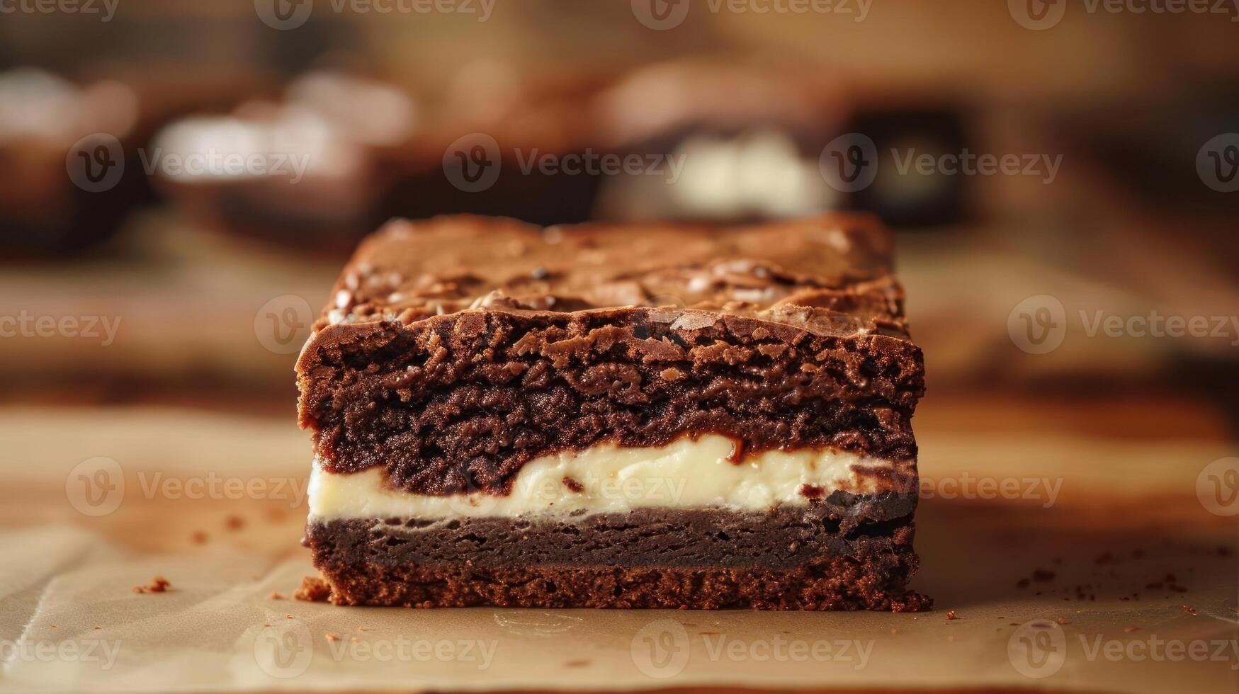a chocolate cake with a layer of cream on top photo