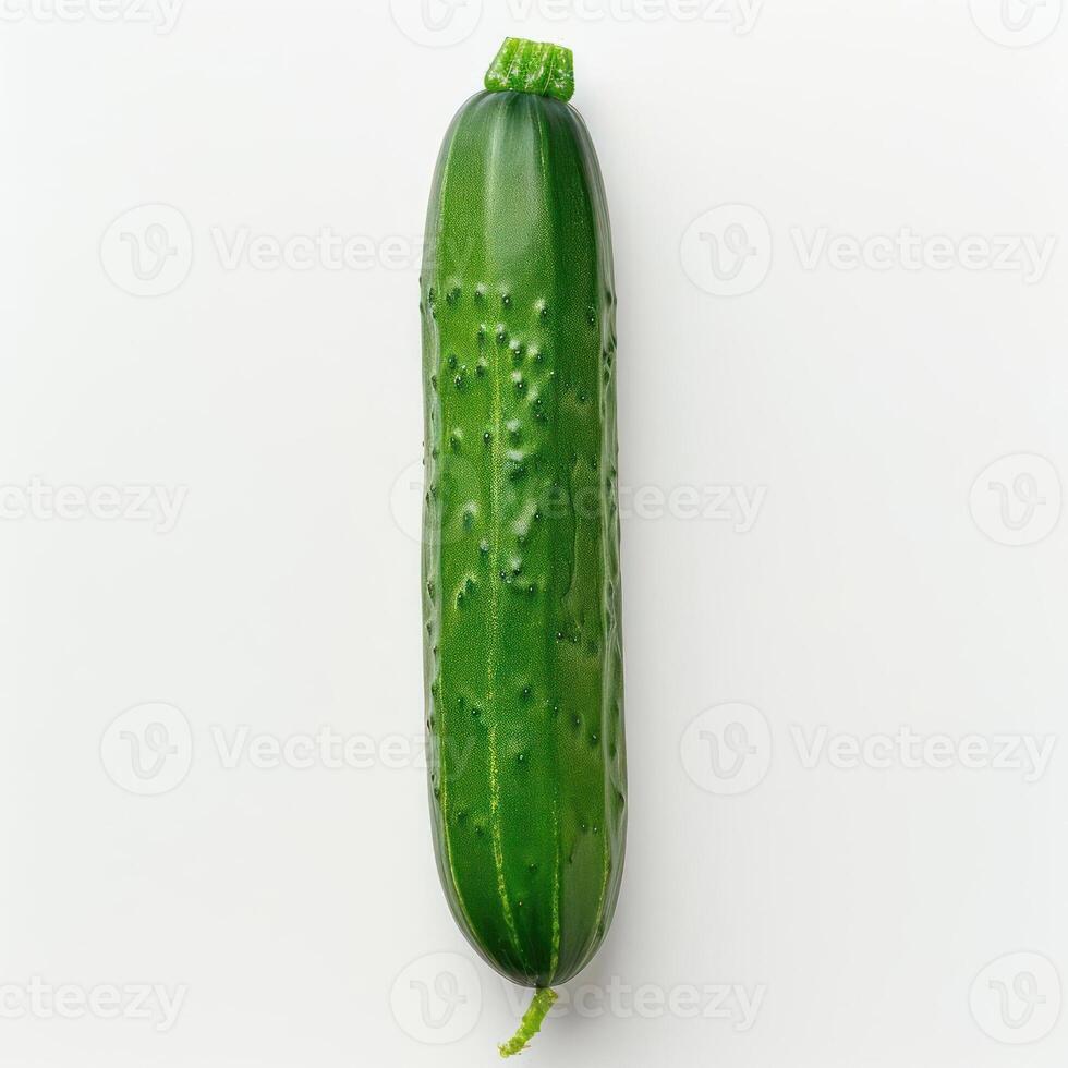 a cucumber that is on a white surface photo