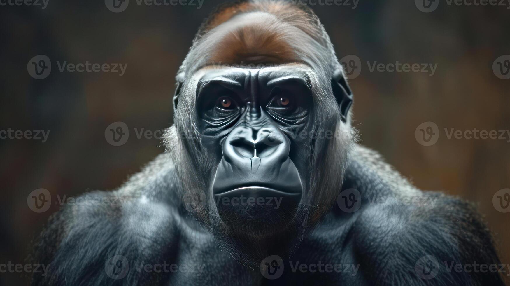 A gorilla portrait with a stylized background. photo