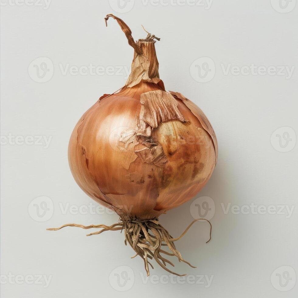 a onion that is on the table with a white background photo