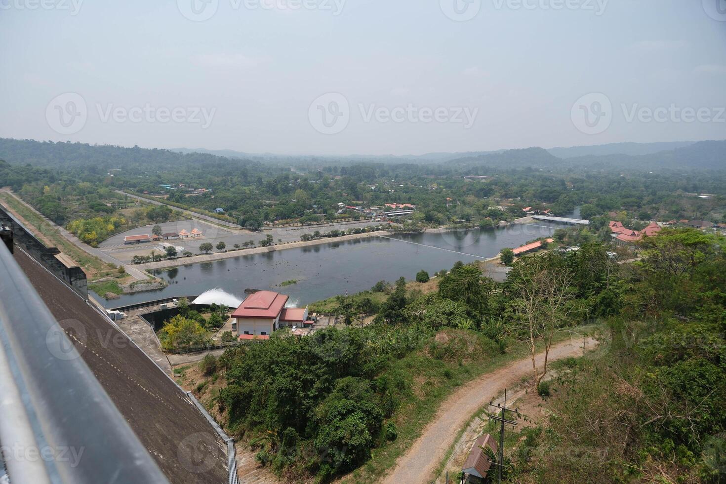 Top view from Khun Dan Prakarnchon Dam at Nakhon Nayok province, Thailand. photo
