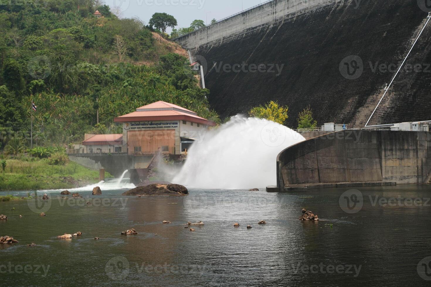 Spillway of Khun Dan Prakarn Chon Dam at Nakhon Nayok province, Thailand. photo