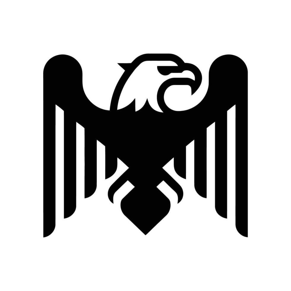 Stylized eagle emblem in black illustration vector