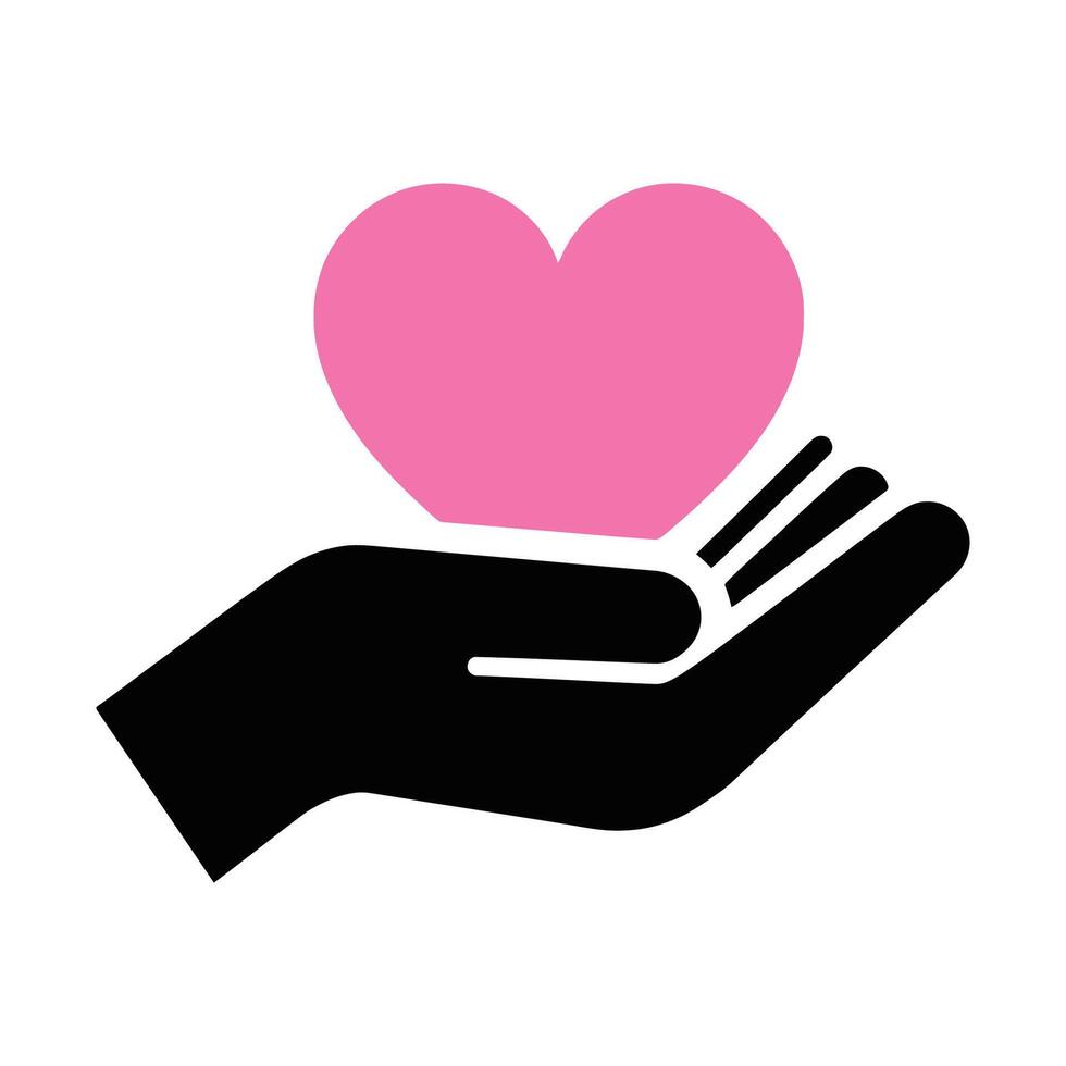 Caring hands holding a pink heart with affection icon vector