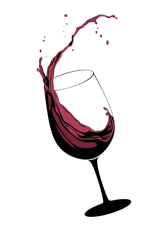 Wine Glass with Splashing Red Wine vector