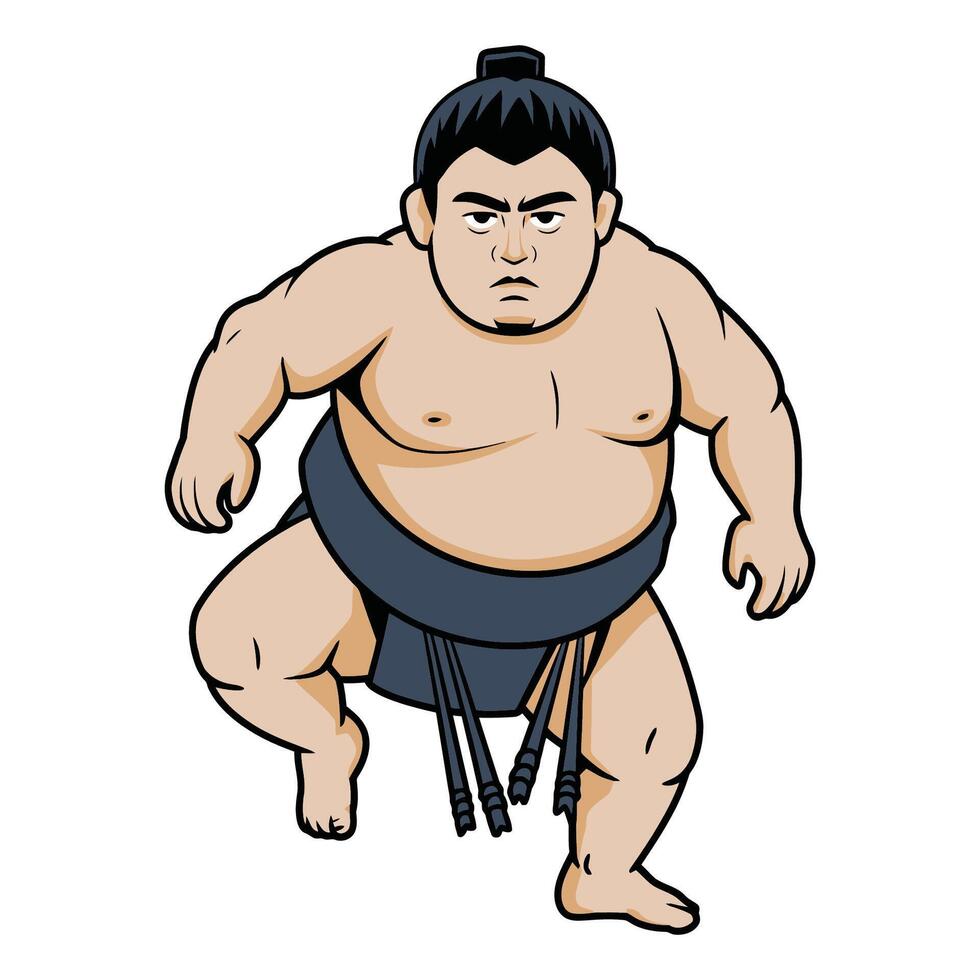 Sumo wrestler in traditional attire cartoon illustration vector