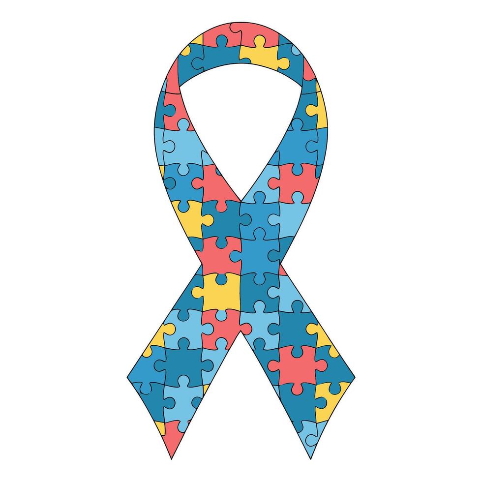 Puzzle ribbon Symbolized Autism awareness illustration vector