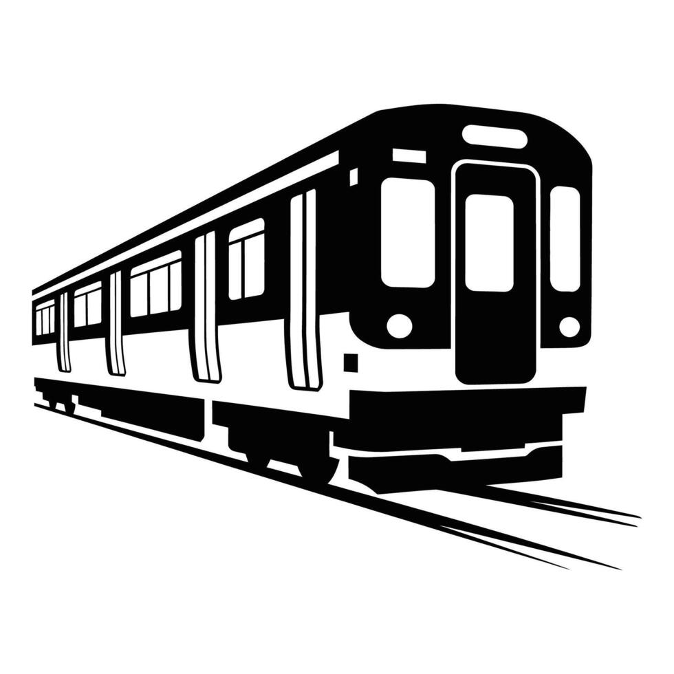 Modern Train Illustration in Monochrome Style vector