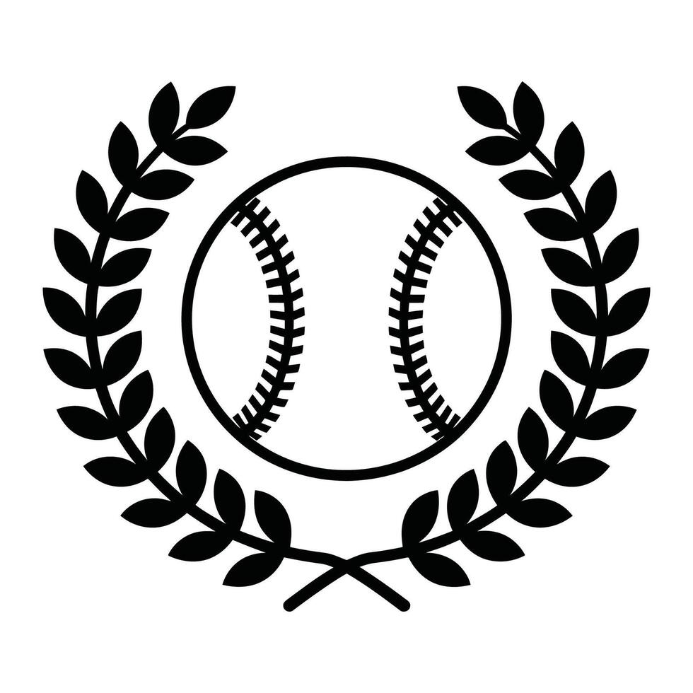 Baseball Encircled by Laurel Wreath Emblem vector