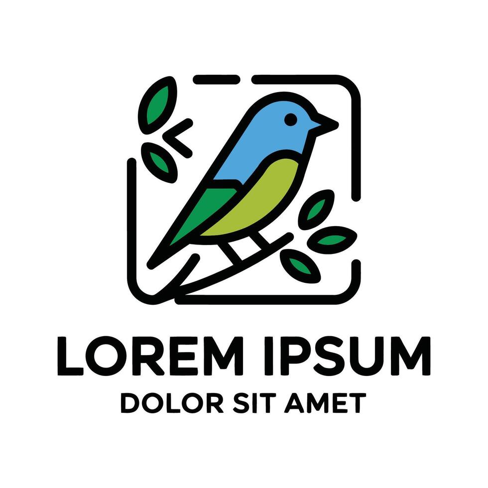 Modern bird on a branch logo design template vector