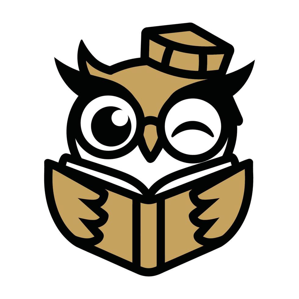 Owl with Graduation Cap Reading Book Illustration vector