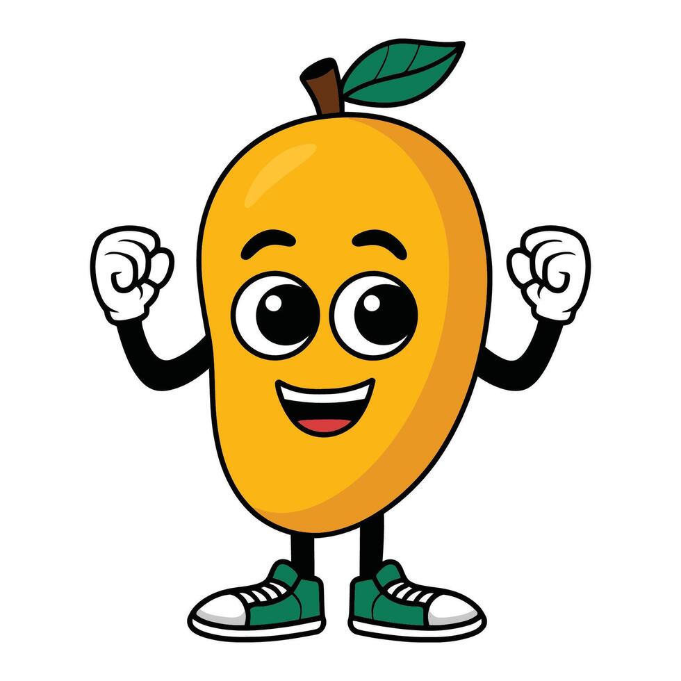 Happy mango cartoon character with sneakers illustration vector