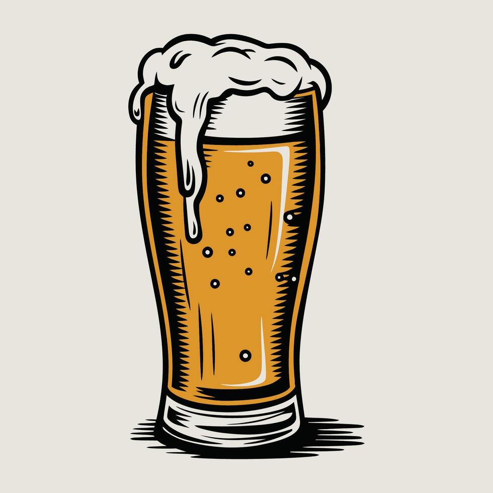 Vintage glass of beer illustration vector