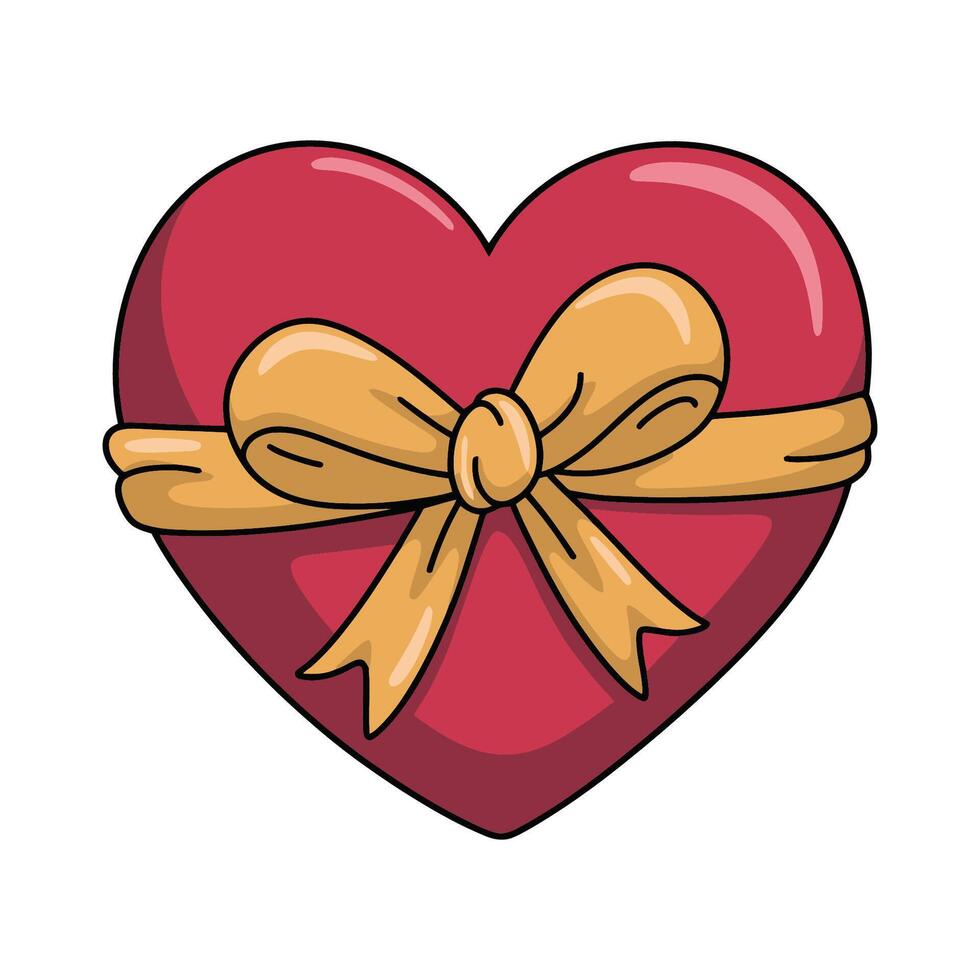 Red Heart Wrapped with Golden Ribbon Illustration vector
