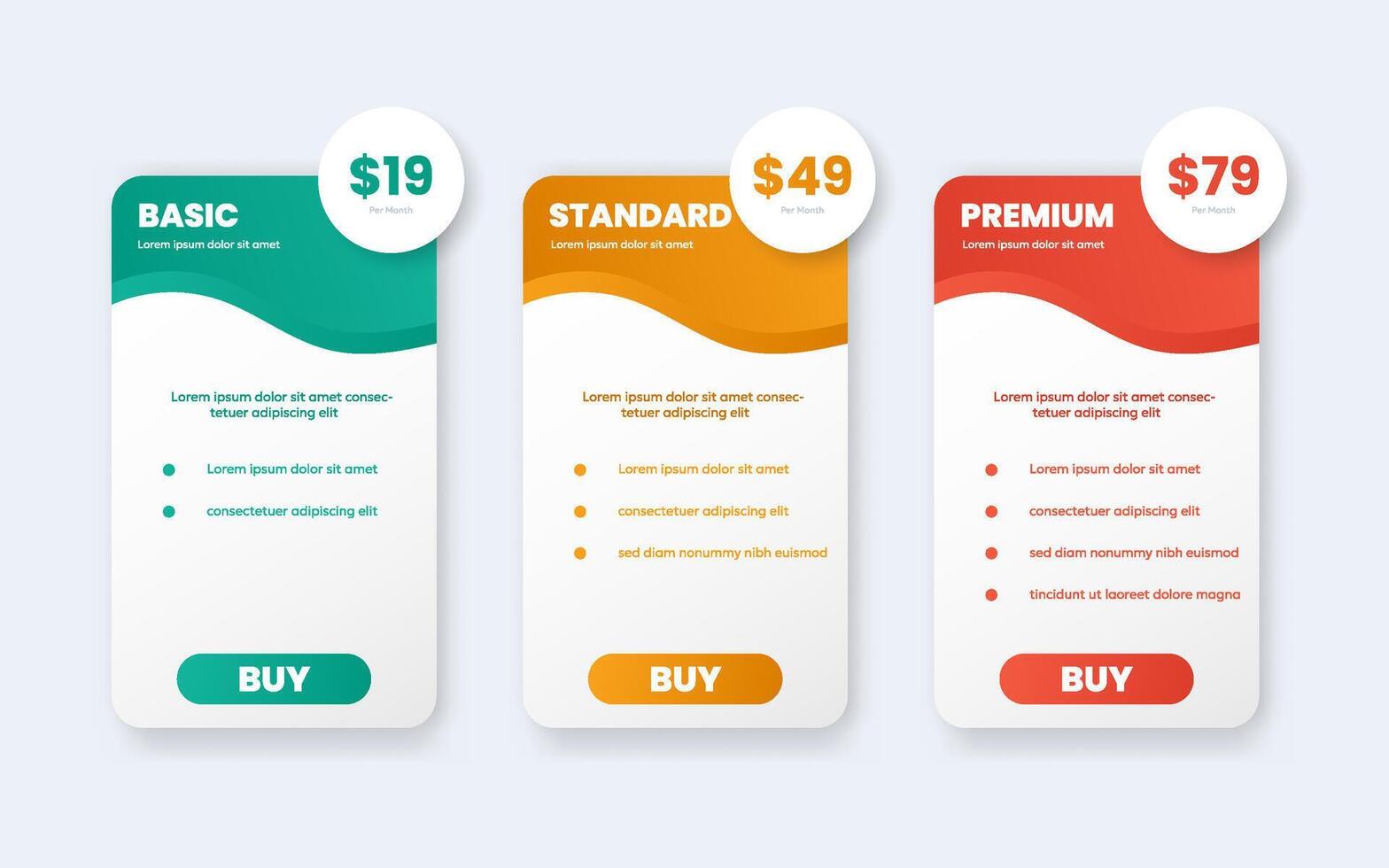 Price table, price comparison table. vector