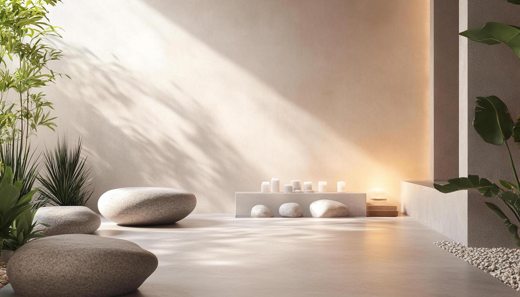 Minimalist Spa Setting with Natural Elements for Relaxation photo